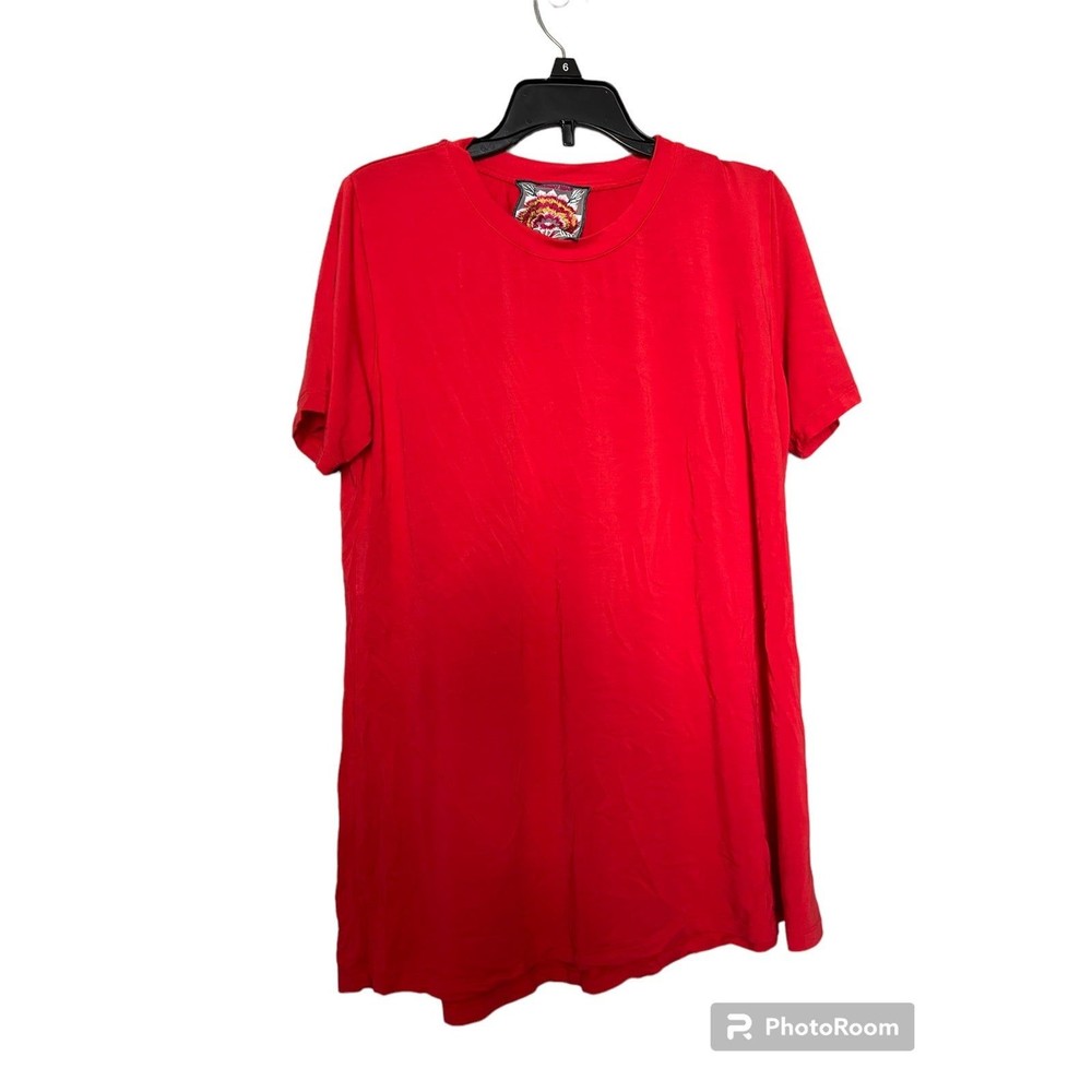 Johnny Was orange-red Favorite Short Sleeve Crew Neck Swing Tee size S